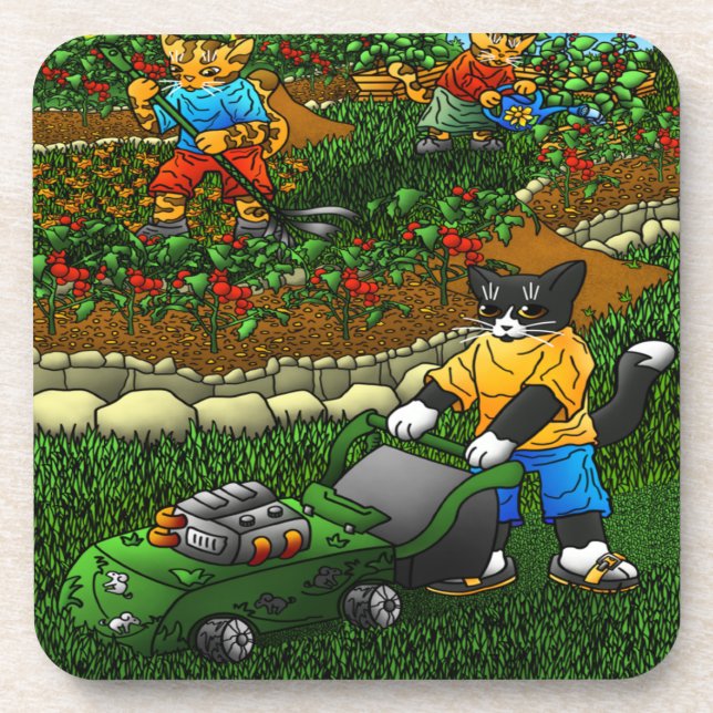 Porta-copo Gatos De Jardinagem De Verão (Frente)