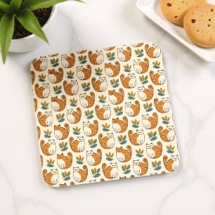 Porta-copo Gatos laranja e branco estilo de arte ingênuo
