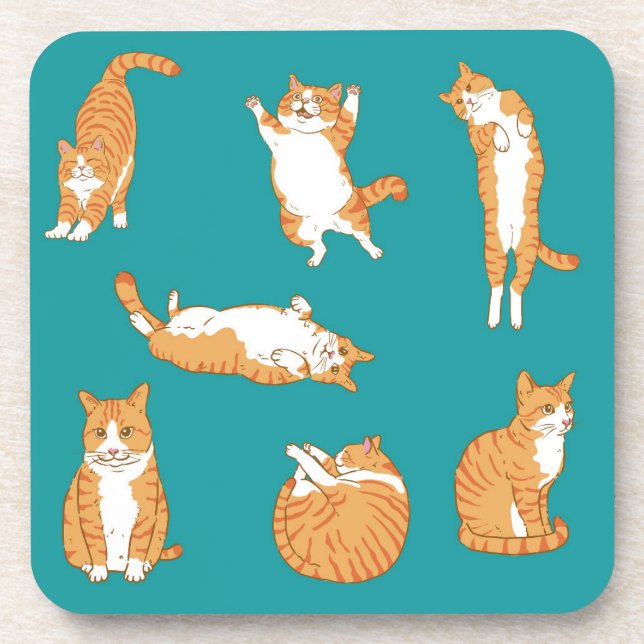 Porta-copo Gatos Laranjas Engraçados (Frente)
