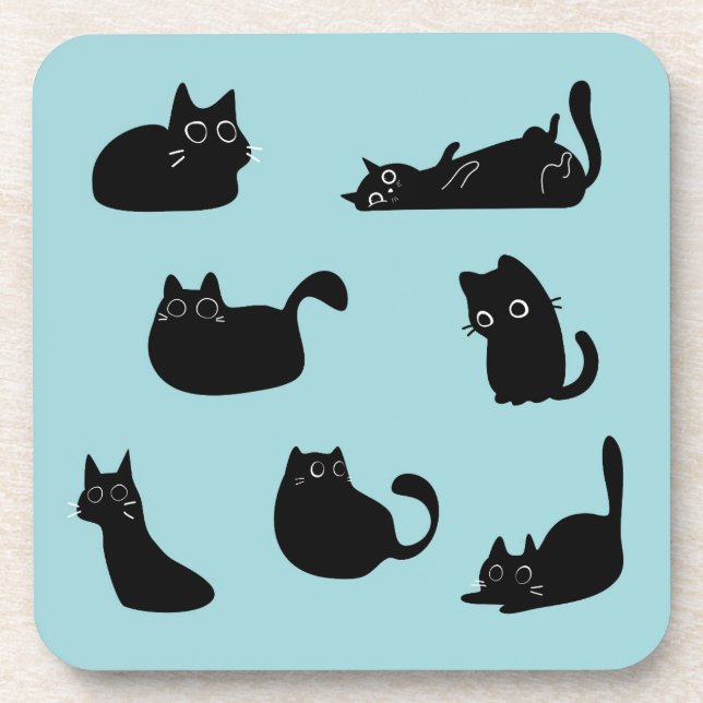 Porta-copo Gatos pretos engraçados (Frente)