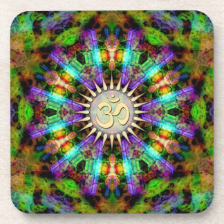 Porta-copo Gem Mandala Ouro Aum Arte Espiritual: Conjunto de
