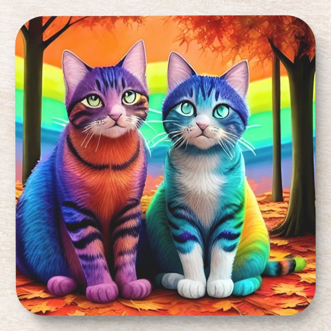 Porta-copo Gêmeos da arte digital de gatos-56467 (Frente)