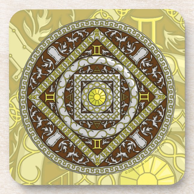 Porta-copo Gemini Mandala Square Coaster (Frente)