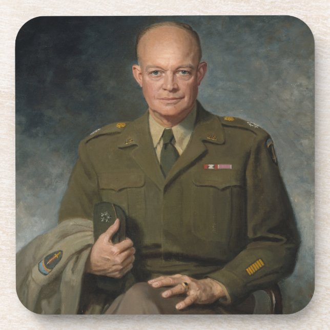 Porta-copo General Dwight Eisenhower 5 Star - Retrato Pintado (Frente)