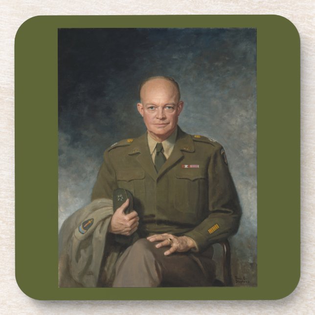 Porta-copo General Dwight Eisenhower 5 Star - Retrato Pintado (Frente)