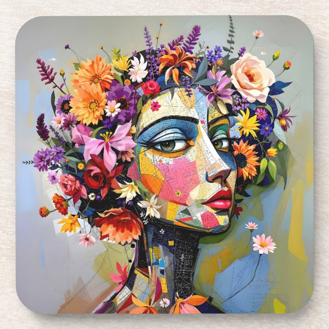 Porta-copo "Geometria Floral" - Retrato Botânico (Frente)