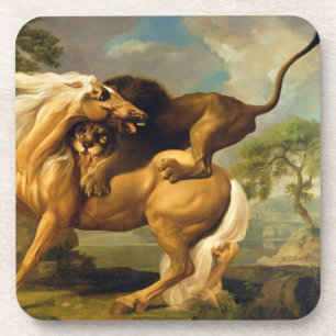 Porta-copo George Stubbs um leão que ataca um cavalo,