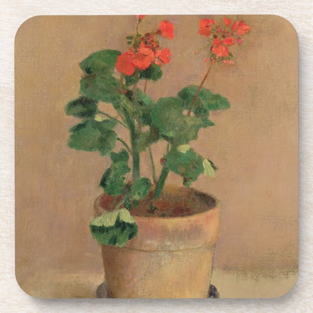 Porta-copo Gerânio em um pote, c.1905 (óleo em canvas) (Frente)