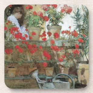 Porta-copo Gerânios por Childe Hassam, Impressionismo Vintage