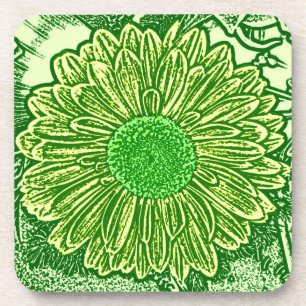 Porta-copo Gerbera Daisy Block Impressão - verde limão