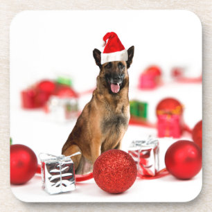 Porta-copo German shepherd com presentes de Natal Papai Noel