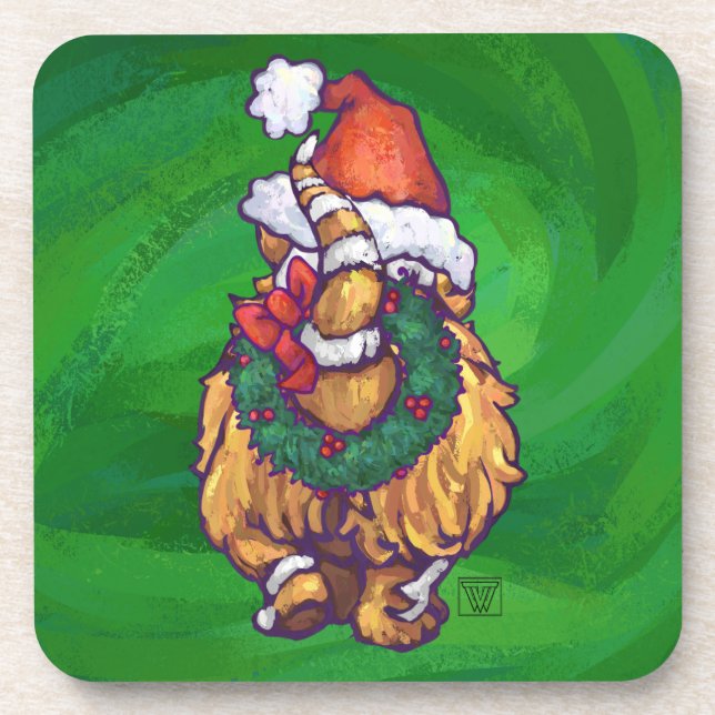 Porta-copo Ginger Cat Christmas on Green (Frente)