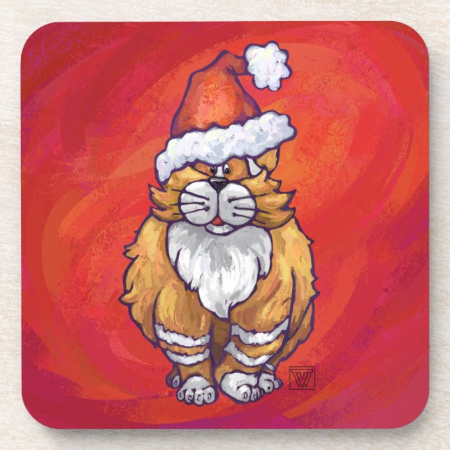 Porta-copo Ginger Cat Natal Em Vermelho (Frente)