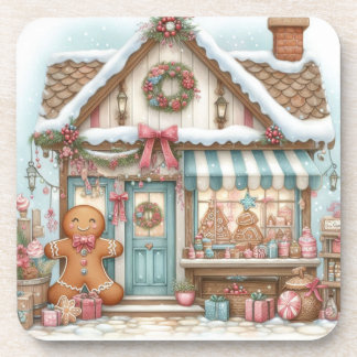Porta-copo Gingerbread Bakery House Shop beverage coaster