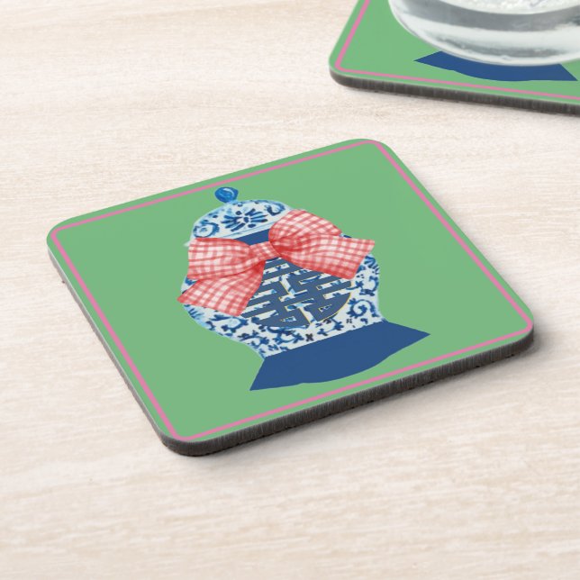 Porta-copo Gingham Blue Ginger Jar (Left Side)