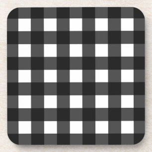 Porta-copo Gingham Branco e Preto Simples