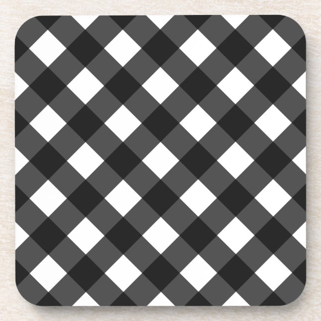 Porta-copo Gingham Preto e Branco (Frente)