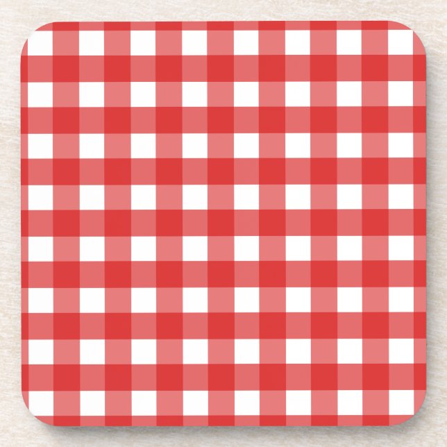 Porta-copo Gingham vermelho (Frente)
