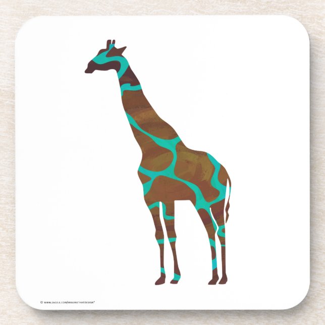 Porta-copo Giraffe Brown e Teal Impressão (Frente)
