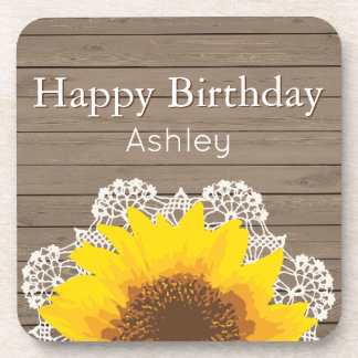 Porta-copo Girassol, rendas e madeira personalizados