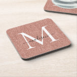 Porta-copo Glam de Nome do Monograma do Script de Literatura<br><div class="desc">Montanha de bebidas Glam com Nome do Monograma com Script de Lítio Dourado de Rosa moderno</div>
