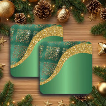 Glam Dourado Brilho Metálico Verde Festivo
