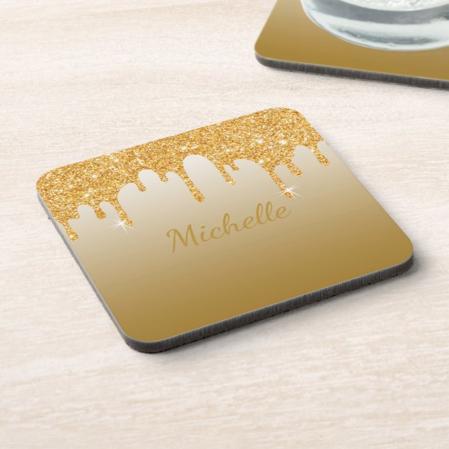 Porta-copo Glitter Dourado Chic (Left Side)