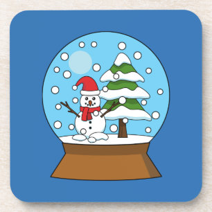 Porta-copo Globo de Neve com Snowman e Pine Tree