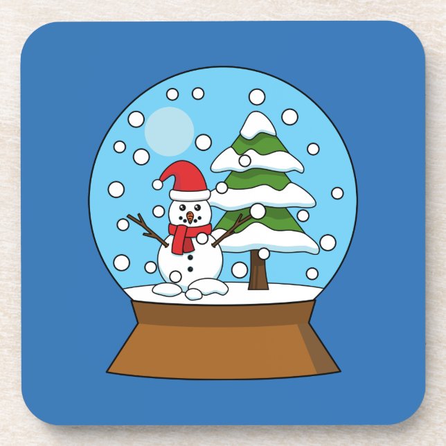 Porta-copo Globo de Neve com Snowman e Pine Tree (Frente)
