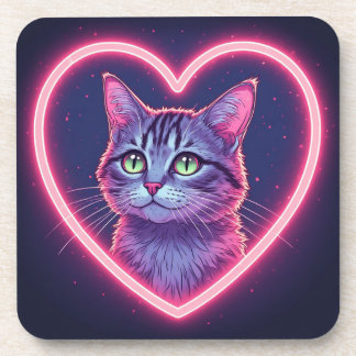Porta-copo Glowing Kitty Love Art | Romantic Pet Lover Gift