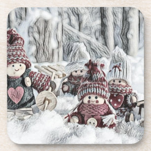 Porta-copo Gnomos em cena de inverno