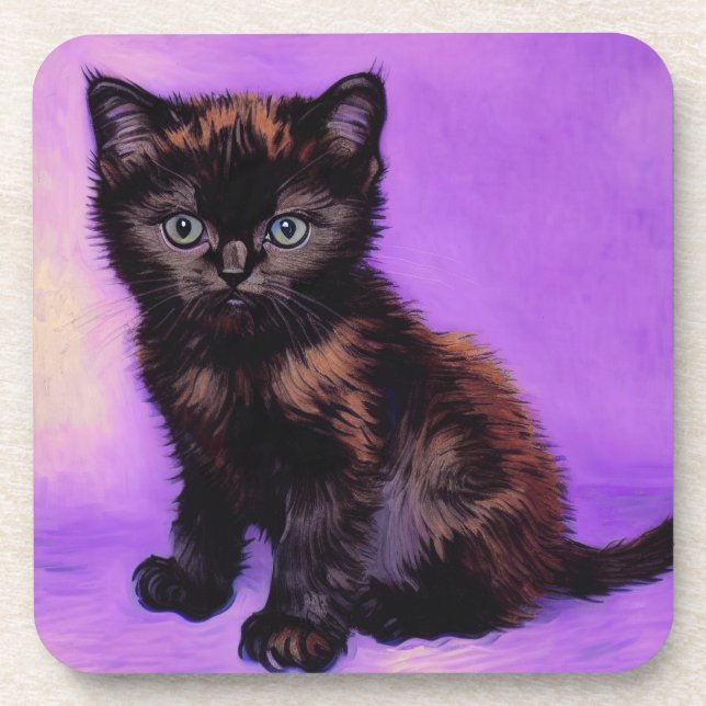 Porta-copo Gogh Style Purple Cat (Frente)