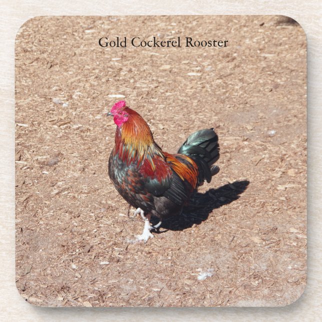 Porta-copo Gold Cockerel Rooster coaster (Frente)
