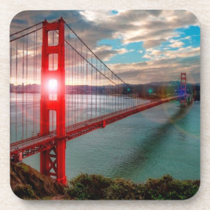 Porta-copo Golden gate bridge com o Sun que brilha