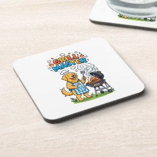 Porta-copo Golden Retriever Engraçado Mestre da Churrasqueira