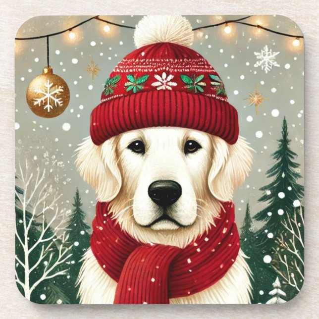 Porta-copo Golden Retriever in Festive Sweater - Cozy Christm (Frente)