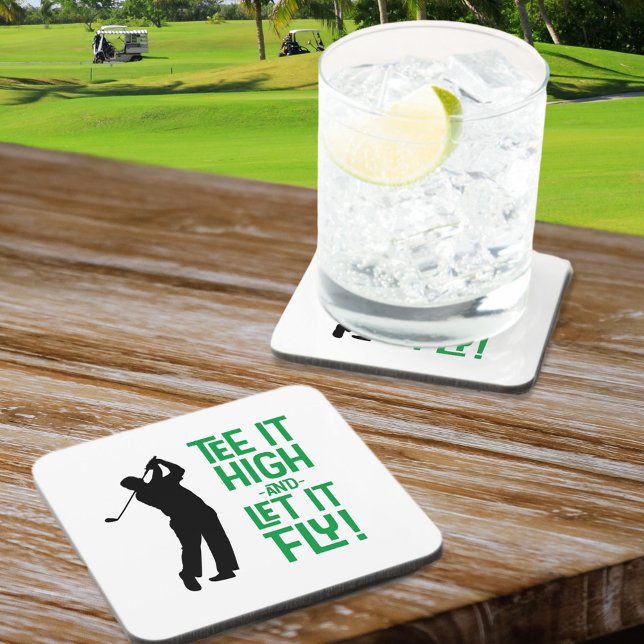 Porta-copo Golf Tee Engraçado Humor Moderno Partido Clássico  (Cute Men's Golf Tee Funny Humor Black Green Sports Beverage Coaster)