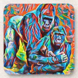 Porta-copo Gorilla Ape Family Abstrato animais de arte selvag
