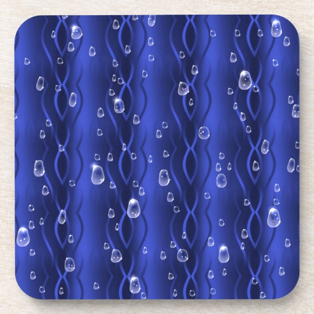 Porta-copo Gotas de chuva em metal azul (Frente)