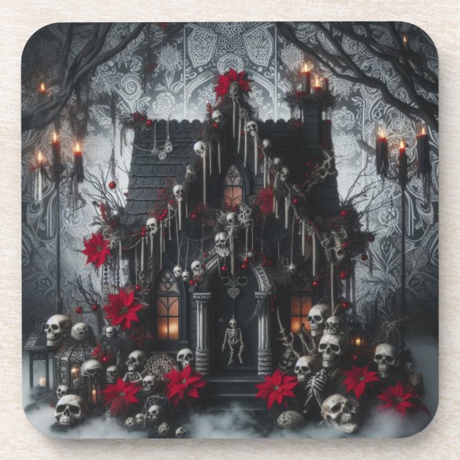 Porta-copo Gothic Castle Night with Skulls, Candles Dark (Frente)