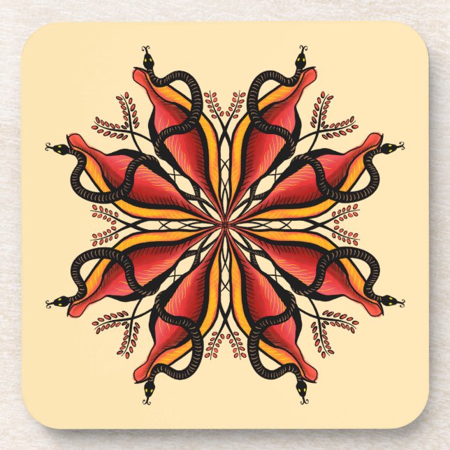 Porta-copo Gótico Cobra Estilo de Tatuagem da Flor (Frente)