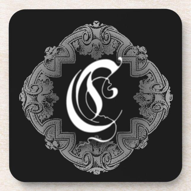 Porta-copo Gótico Elegante C Inicial (Frente)