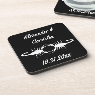 Porta-copo Gótico Escorpiões Casamento Branco Personalizado