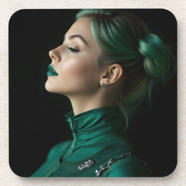 Porta-copo Graceful Emerald Elegance: Um retrato gótico