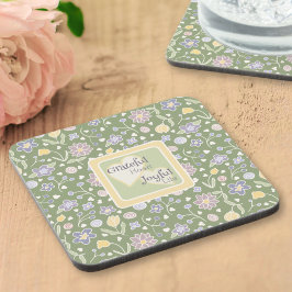 Porta-copo Grateful Heart Joyful Life Floral Coaster Set
