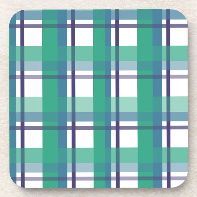 Porta-copo Green And Purple Tartan Pattern (Frente)