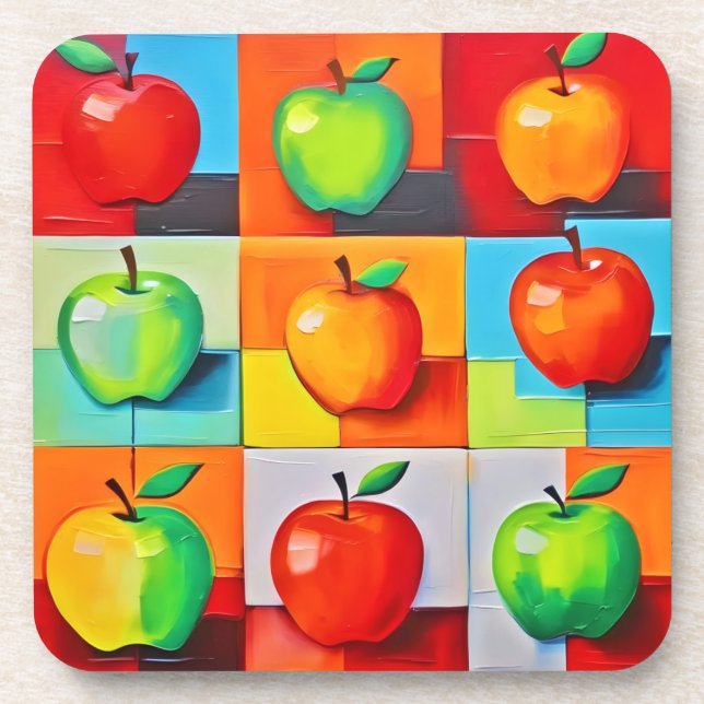 Porta-copo Grelha de Maçã Colorida (Frente)