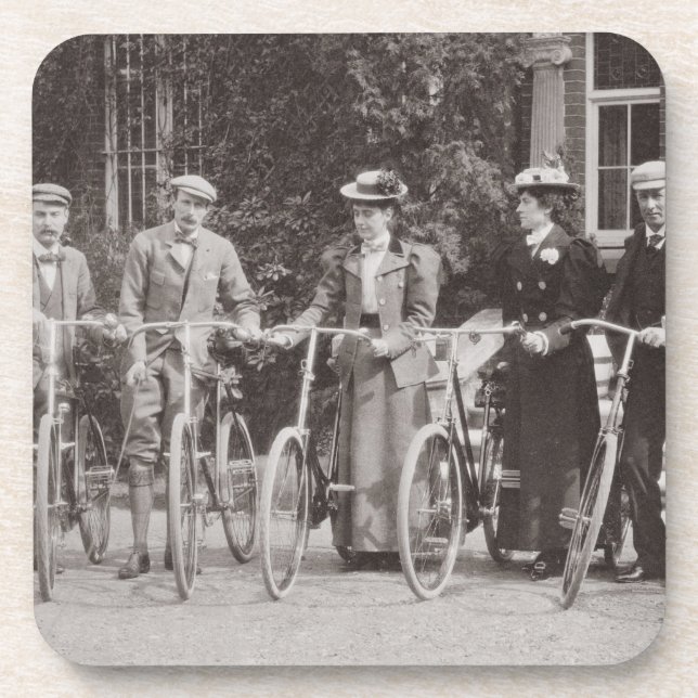 Porta-copo Grupo de bicyclists de Edwardian, 1900s adiantados (Frente)