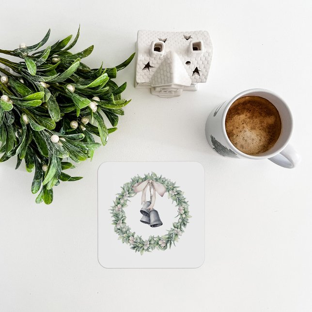 Porta-copo Guirlanda de Sininhos e Visco (Mistletoe Silver Bells Coaster)
