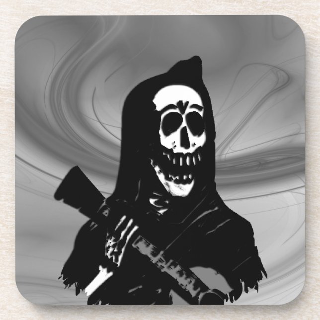 Porta-copo Guitarra de Smokey Skeleton Serenade (Frente)